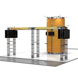This Larger custom trade show truss system will help you stand out at the next trade show, drawing attention from across the exhibit floor.  Truss exhibits are one of the most structurally elaborate trade show displays.  They are popular with exhibitors