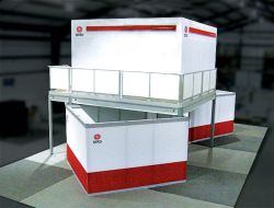 Custom trade show exhibit structures, like design # 323896 stand out on the convention floor. Draw eyes to your trade show booth with exciting custom exhibits & displays. We can customize any trade show exhibit or display to your specifications.