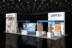 Custom trade show exhibit structures, like design # 46112 stand out on the convention floor. Draw eyes to your trade show booth with exciting custom exhibits & displays. We can customize any trade show exhibit or display to your specifications.