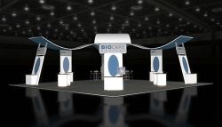 Custom trade show exhibit structures, like design # 46348 stand out on the convention floor. Draw eyes to your trade show booth with exciting custom exhibits & displays. We can customize any trade show exhibit or display to your specifications.