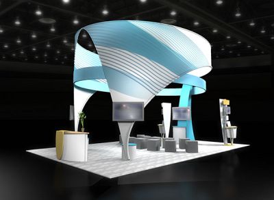 Custom trade show exhibit structures, like design # 47453 stand out on the convention floor. Draw eyes to your trade show booth with exciting custom exhibits & displays. We can customize any trade show exhibit or display to your specifications.