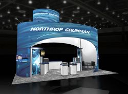 Custom trade show exhibit structures, like design # 47695 stand out on the convention floor. Draw eyes to your trade show booth with exciting custom exhibits & displays. We can customize any trade show exhibit or display to your specifications.