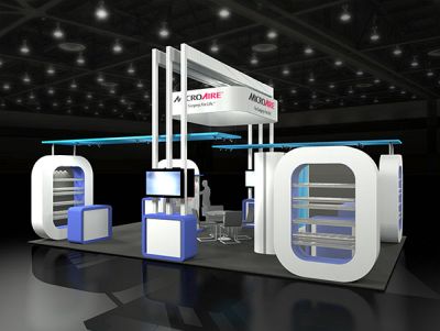 Custom trade show exhibit structures, like design # 50058 stand out on the convention floor. Draw eyes to your trade show booth with exciting custom exhibits & displays. We can customize any trade show exhibit or display to your specifications.