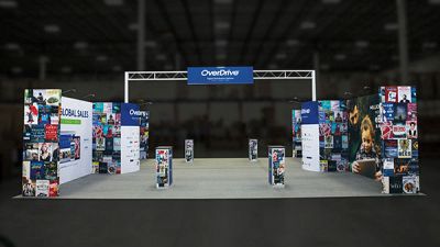 Custom trade show exhibit structures, like design # 601115 stand out on the convention floor. Draw eyes to your trade show booth with exciting custom exhibits & displays. We can customize any trade show exhibit or display to your specifications.