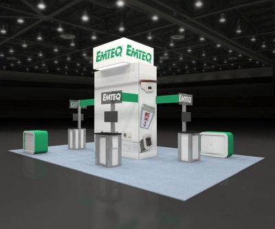 Custom trade show exhibit structures, like design # 65062 stand out on the convention floor. Draw eyes to your trade show booth with exciting custom exhibits & displays. We can customize any trade show exhibit or display to your specifications.
