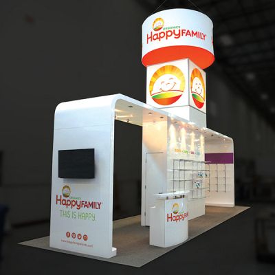 Custom trade show exhibit structures, like design # 681773 stand out on the convention floor. Draw eyes to your trade show booth with exciting custom exhibits & displays. We can customize any trade show exhibit or display to your specifications.