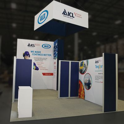 Custom trade show exhibit structures, like design # 698469 stand out on the convention floor. Draw eyes to your trade show booth with exciting custom exhibits & displays. We can customize any trade show exhibit or display to your specifications.
