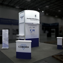 Custom trade show exhibit structures, like design # 0744151 stand out on the convention floor. Draw eyes to your trade show booth with exciting custom exhibits & displays. We can customize any trade show exhibit or display to your specifications.