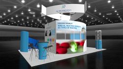 Custom trade show exhibit structures, like design # 103582V5 stand out on the convention floor. Draw eyes to your trade show booth with exciting custom exhibits & displays. We can customize any trade show exhibit or display to your specifications.