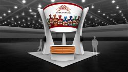 Custom trade show exhibit structures, like design # 104069V1A stand out on the convention floor. Draw eyes to your trade show booth with exciting custom exhibits & displays. We can customize any trade show exhibit or display to your specifications.