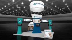 Custom trade show exhibit structures, like design # 105310V2 stand out on the convention floor. Draw eyes to your trade show booth with exciting custom exhibits & displays. We can customize any trade show exhibit or display to your specifications.
