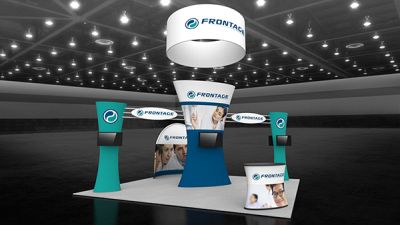 Custom trade show exhibit structures, like design # 105310V2 stand out on the convention floor. Draw eyes to your trade show booth with exciting custom exhibits & displays. We can customize any trade show exhibit or display to your specifications.