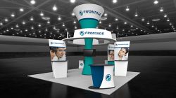 Custom trade show exhibit structures, like design # 105310V4 stand out on the convention floor. Draw eyes to your trade show booth with exciting custom exhibits & displays. We can customize any trade show exhibit or display to your specifications.