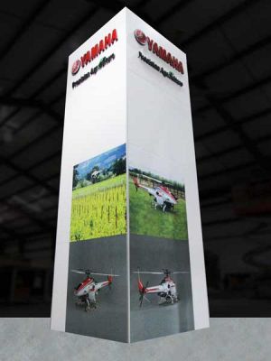 Custom trade show exhibit structures, like design # 326106 stand out on the convention floor. Draw eyes to your trade show booth with exciting custom exhibits & displays. We can customize any trade show exhibit or display to your specifications.