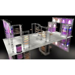 This Larger custom trade show truss system will help you stand out at the next trade show, drawing attention from across the exhibit floor.  Truss exhibits are one of the most structurally elaborate trade show displays.  They are popular with exhibitors