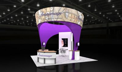 Custom trade show exhibit structures, like design # 50762R1 stand out on the convention floor. Draw eyes to your trade show booth with exciting custom exhibits & displays. We can customize any trade show exhibit or display to your specifications.