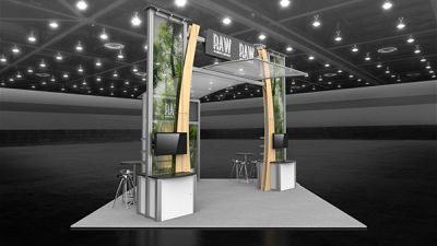 Custom trade show exhibit structures, like design # 51978 stand out on the convention floor. Draw eyes to your trade show booth with exciting custom exhibits & displays. We can customize any trade show exhibit or display to your specifications.