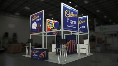 Custom trade show exhibit structures, like design # 603181 stand out on the convention floor. Draw eyes to your trade show booth with exciting custom exhibits & displays. We can customize any trade show exhibit or display to your specifications.