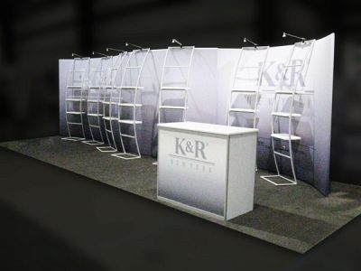 Custom trade show exhibit structures, like design # 325564 stand out on the convention floor. Draw eyes to your trade show booth with exciting custom exhibits & displays. We can customize any trade show exhibit or display to your specifications.