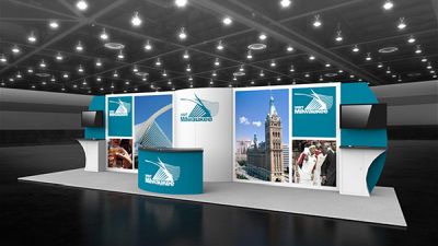 Custom trade show exhibit structures, like design # 53192 stand out on the convention floor. Draw eyes to your trade show booth with exciting custom exhibits & displays. We can customize any trade show exhibit or display to your specifications.