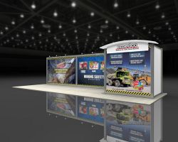Custom trade show exhibit structures, like design # 60664 stand out on the convention floor. Draw eyes to your trade show booth with exciting custom exhibits & displays. We can customize any trade show exhibit or display to your specifications.
