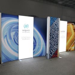 Custom trade show exhibit structures, like design # 0746258 stand out on the convention floor. Draw eyes to your trade show booth with exciting custom exhibits & displays. We can customize any trade show exhibit or display to your specifications.