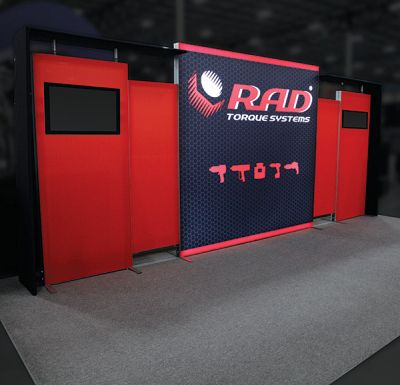 Custom trade show exhibit structures, like design # 0749485 stand out on the convention floor. Draw eyes to your trade show booth with exciting custom exhibits & displays. We can customize any trade show exhibit or display to your specifications.