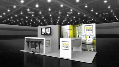 Custom trade show exhibit structures, like design # 100960V1 stand out on the convention floor. Draw eyes to your trade show booth with exciting custom exhibits & displays. We can customize any trade show exhibit or display to your specifications.