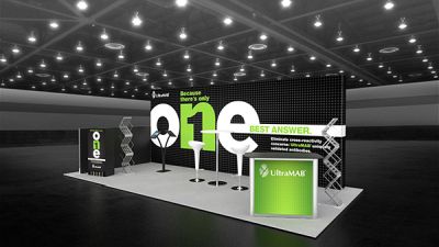 Custom trade show exhibit structures, like design # 103674V1 stand out on the convention floor. Draw eyes to your trade show booth with exciting custom exhibits & displays. We can customize any trade show exhibit or display to your specifications.