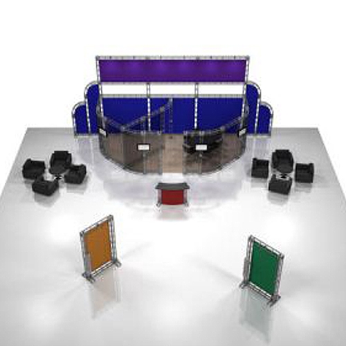 This Larger custom trade show truss system will help you stand out at the next trade show, drawing attention from across the exhibit floor.  Truss exhibits are one of the most structurally elaborate trade show displays.  They are popular with exhibitors