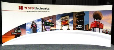 Custom trade show exhibit structures, like design # 56640 stand out on the convention floor. Draw eyes to your trade show booth with exciting custom exhibits & displays. We can customize any trade show exhibit or display to your specifications.