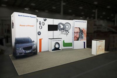 Custom trade show exhibit structures, like design # 592333 stand out on the convention floor. Draw eyes to your trade show booth with exciting custom exhibits & displays. We can customize any trade show exhibit or display to your specifications.