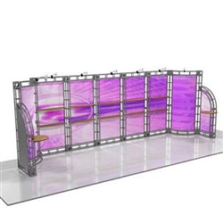 This 10 x 30 custom trade show truss system will help you stand out at the next trade show, drawing attention from across the exhibit floor.  Truss exhibits are one of the most structurally elaborate trade show displays.  They are popular with exhibitors