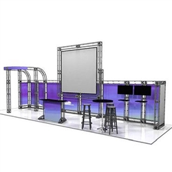 This 10 x 30 custom trade show truss system will help you stand out at the next trade show, drawing attention from across the exhibit floor.  Truss exhibits are one of the most structurally elaborate trade show displays.  They are popular with exhibitors