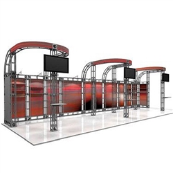 This 10 x 30 custom trade show truss system will help you stand out at the next trade show, drawing attention from across the exhibit floor.  Truss exhibits are one of the most structurally elaborate trade show displays.  They are popular with exhibitors