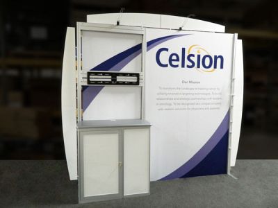 Custom trade show exhibit structures, like design # 0426659 stand out on the convention floor. Draw eyes to your trade show booth with exciting custom exhibits & displays. We can customize any trade show exhibit or display to your specifications.