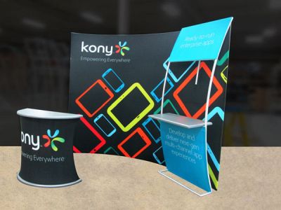 Custom trade show exhibit structures, like design # 0428884 stand out on the convention floor. Draw eyes to your trade show booth with exciting custom exhibits & displays. We can customize any trade show exhibit or display to your specifications.