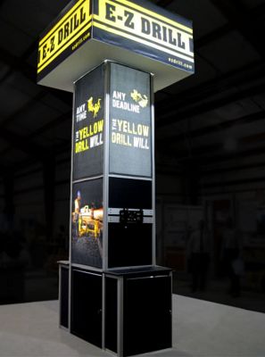 Custom trade show exhibit structures, like design # 56581 stand out on the convention floor. Draw eyes to your trade show booth with exciting custom exhibits & displays. We can customize any trade show exhibit or display to your specifications.