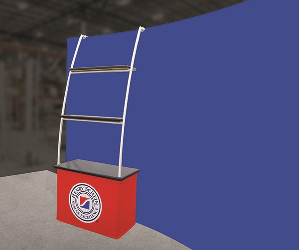 Custom trade show exhibit structures, like design # 728888 stand out on the convention floor. Draw eyes to your trade show booth with exciting custom exhibits & displays. We can customize any trade show exhibit or display to your specifications.