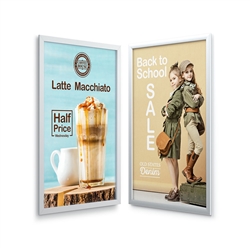 EasyOpen Silver Snap Frame designed to get your marketing message noticed on the trade show or retail floor. These store displays hold 16in x 20in custom graphics that are easy to replace & update.