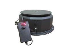 This display turntable ships in one day and is ready to use out of the box.  Comes standard with rotating 15 amp outlet, clockwise rotation at 1.3 or 2.6 RPM and 200 lb Capacity.  Get your display noticed with motion!