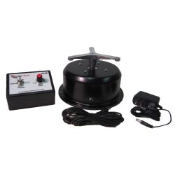 This variable speed rotating display turntable ships in one day and is ready to use out of the box.  Comes standard with clockwise rotation with 1-4 RPM setting and 50 lb Capacity. Get your display noticed with motion!