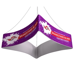 12ft x 32in Blimp Curved Quad Hanging Tension Fabric Banner | Trade Show Booth Ceiling Hanging Sign