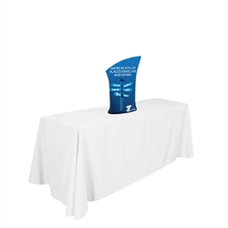 Brandcusi Bambino Table Top Angled Fabric Banner Stand Display are perfect for displaying at any event. Brandcusi Bambino Angled Fabric Double-Sided  Table Top Banner Stand has attention grabbing Dye-Sub printed graphic