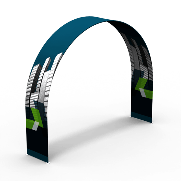 10ft x 10ft x 3ft Rounded Double-Sided Arch Display (Graphic & Hardware) give you the ability to turn your show space into a captivating exhibit! Easily create and define a stunning entryway, focal point or stage set at your next tradeshow or event
