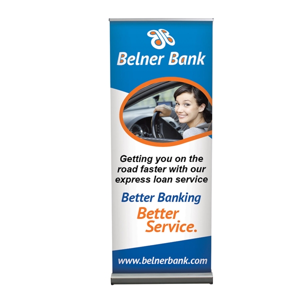 31.5in Optimum Retractor Bannerstand Dye-Sub Single-Sided Kit. Optimize your space and double-up your message with this versatile and durable Optimum Double Sided Retractable Banner Stand! Retractable banner stands for every need.