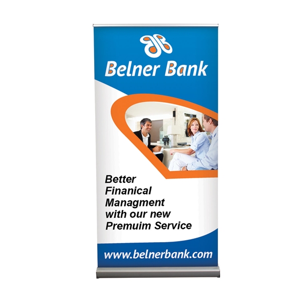 40in Optimum Retractor Dye-Sub Single-Sided Banner Stand Kit are one of the most common types of banner stands. The banner stands are lightweight and portable. The banners can be stored in the base. Banner retractors are used at trade shows, advertising
