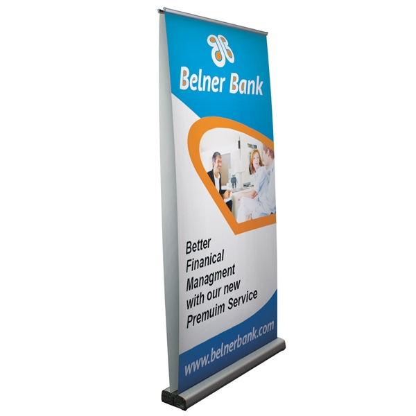 40in Optimum Retractor Dye-Sub Double-Sided Banner Stand Kit are one of the most common types of banner stands. The banner stands are lightweight and portable. The banners can be stored in the base. Banner retractors are used at trade shows, advertising