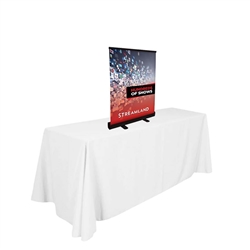 24in Tabletop Economy Retractor Hardware Only, Black- One of our lightest weight retractors. Retractable table top banners are the perfect marketing solutions for trade show booths. Tradeshow Table Top Banner Stands are portable and easily set up