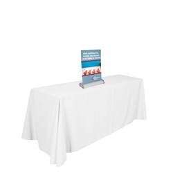 8.25W x 11.75H Small Mini Promo Retractor Table Top Banner Stand Kit. Instantly showcase your marketing message at a trade show, college fair or near a point-of-sale space with a user-friendly retractable table banner.